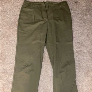 Green straight legged jeans